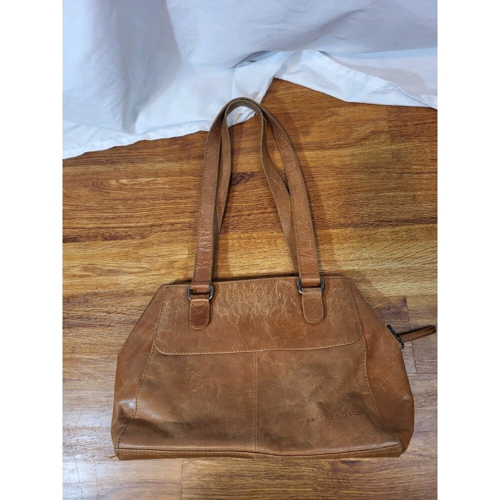 Spikes & Sparrow Handbag Shoulder Bag Purse Pebbled Leather Brown Crossbody Read